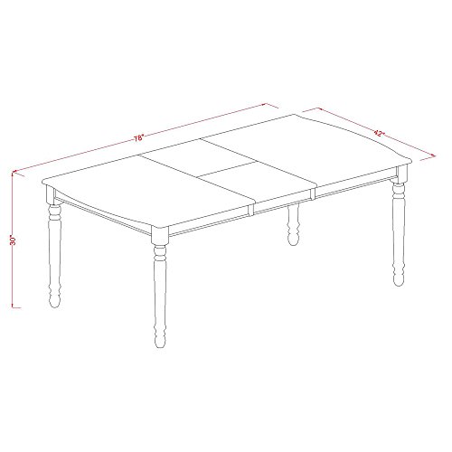 East West Furniture DOFR7-MAH-05 7Pc Dinette Set Includes a Rectangular Kitchen Table with Butterfly Leaf and Six Parson Chairs with Doeskin Fabric, Mahogany Finish