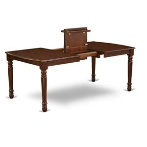 East West Furniture DOFR7-MAH-05 7Pc Dinette Set Includes a Rectangular Kitchen Table with Butterfly Leaf and Six Parson Chairs with Doeskin Fabric, Mahogany Finish