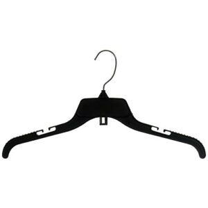 mainetti 484 recycled black plastic hangers with rotating metal hook and notches for straps, great for shirts/tops/dresses, 17-inch (pack of 100)