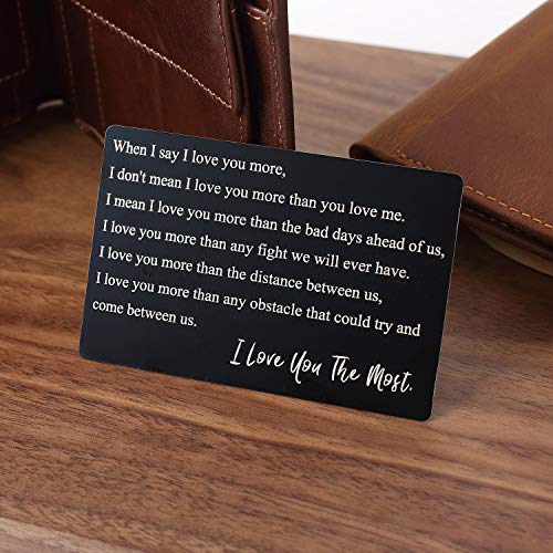 Anniversary Idea for Men Engraved Wallet Insert, Boyfriend Present, Metal Wallet Card Inserts, Mini Love Note, Anniversary Cards for Husband, Cute Present for Birthday, Christmas, Valentine's Day