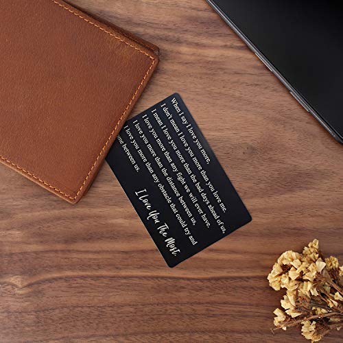 Anniversary Idea for Men Engraved Wallet Insert, Boyfriend Present, Metal Wallet Card Inserts, Mini Love Note, Anniversary Cards for Husband, Cute Present for Birthday, Christmas, Valentine's Day