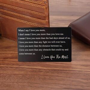 Anniversary Idea for Men Engraved Wallet Insert, Boyfriend Present, Metal Wallet Card Inserts, Mini Love Note, Anniversary Cards for Husband, Cute Present for Birthday, Christmas, Valentine's Day