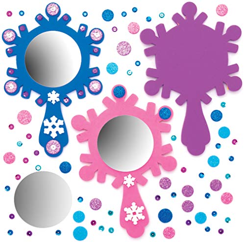 Baker Ross Snow Princess Mirror Kits, Arts and Crafts for Kids (Pack of 4), Assorted, (AT174)