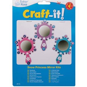 Baker Ross Snow Princess Mirror Kits, Arts and Crafts for Kids (Pack of 4), Assorted, (AT174)