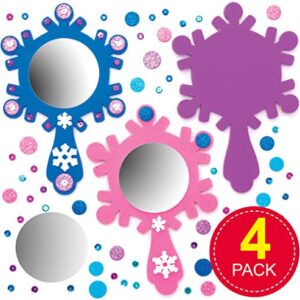 Baker Ross Snow Princess Mirror Kits, Arts and Crafts for Kids (Pack of 4), Assorted, (AT174)