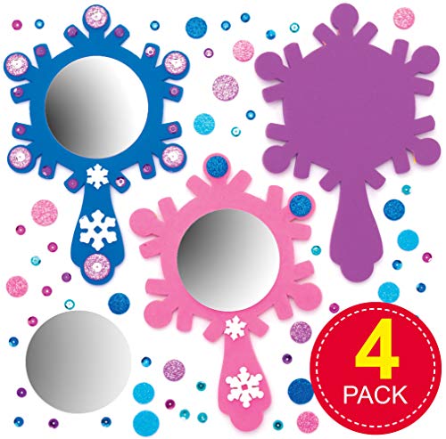 Baker Ross Snow Princess Mirror Kits, Arts and Crafts for Kids (Pack of 4), Assorted, (AT174)