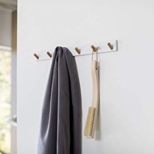 Yamazaki Home Wall-Mounted Saving Coat Hanger-Modern Jacket Holder | Steel + Wood | Hooks, One Size, White