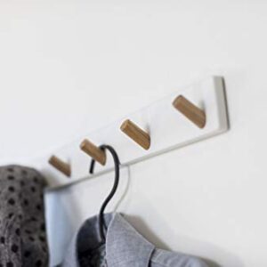 Yamazaki Home Wall-Mounted Saving Coat Hanger-Modern Jacket Holder | Steel + Wood | Hooks, One Size, White