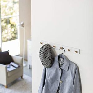 Yamazaki Home Wall-Mounted Saving Coat Hanger-Modern Jacket Holder | Steel + Wood | Hooks, One Size, White