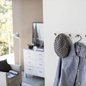 Yamazaki Home Wall-Mounted Saving Coat Hanger-Modern Jacket Holder | Steel + Wood | Hooks, One Size, White