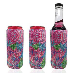colorful neoprene slim beer can cooler tall stubby holder foldable holders beer cooler bags fits 12oz slim energy drink & beer cans (colorful)