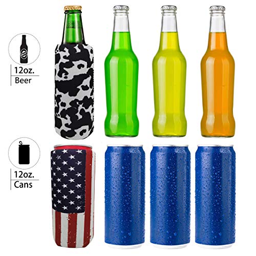 Colorful Neoprene Slim Beer Can Cooler Tall Stubby Holder Foldable Holders Beer Cooler Bags Fits 12oz Slim Energy Drink & Beer Cans (Colorful)