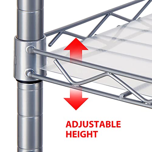 SINGAYE 3 Shelf Wire Shelving Unit Adjustable Storage Shelving 21.26”W x 11.41”D x 22.83”H (Silver)