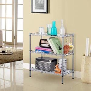 SINGAYE 3 Shelf Wire Shelving Unit Adjustable Storage Shelving 21.26”W x 11.41”D x 22.83”H (Silver)