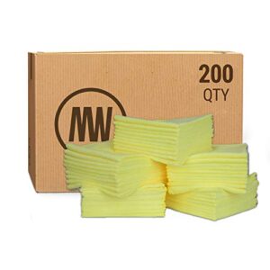 bulk 16" x 16" economy all purpose microfiber towels wholesale - case quantity (200 count) | large | no fraying | high density microfiber | zero chemical cleaner | long-lasting (yellow) …