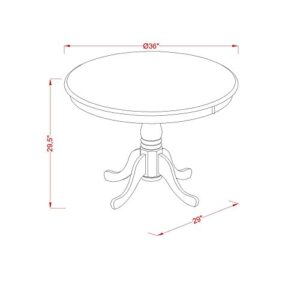 East West Furniture ANCE5-LWH-15 5Pc Dining Set Includes a Small Round Dinette Table and Four Parson Chairs with Baby Blue Fabric, Linen White Finish