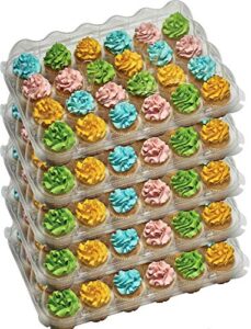 decony 6-24 compartment cupcake containers plastic disposable high dome cupcake carrier plastic boxes - great for high topping - 24 slot each...