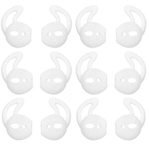 alxcd ear cover ear tips hook replacement for airpod headset mmef2am/a, 6 pairs anti-slip soft silicone replacement ear tips, fit for airpod [sport](white 12s)