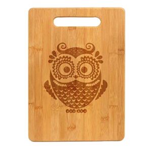 bamboo wood cutting board owl vintage