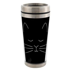 elanze designs cat face stainless steel 16 oz travel mug with lid