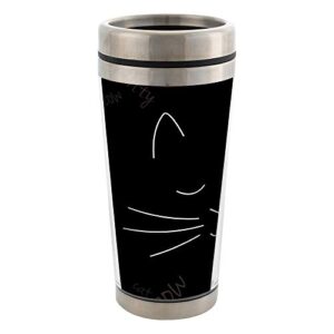 Elanze Designs Cat Face Stainless Steel 16 oz Travel Mug with Lid