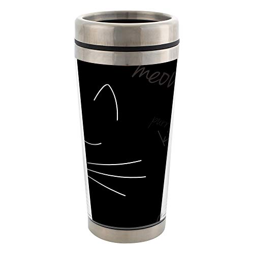 Elanze Designs Cat Face Stainless Steel 16 oz Travel Mug with Lid