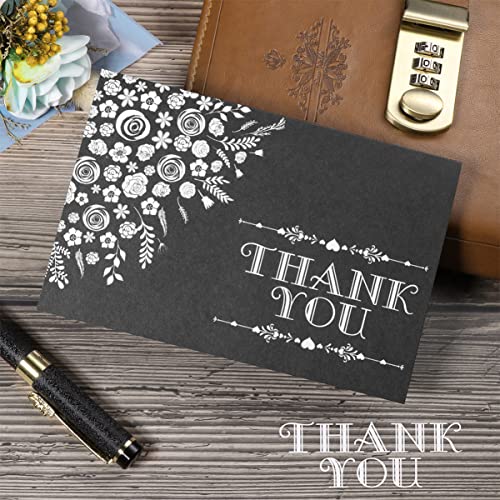 150 Pack Thank You Cards with Envelopes and Stickers, Brown Craft Black Chalkboards Thank You Cards Multipack for Business Wedding Bridal Shower Baby Shower