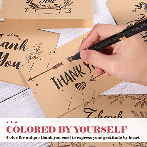 150 Pack Thank You Cards with Envelopes and Stickers, Brown Craft Black Chalkboards Thank You Cards Multipack for Business Wedding Bridal Shower Baby Shower