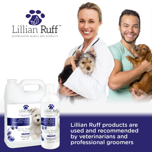 Lillian Ruff Berry Blue Brightening Face and Body Wash for Dogs and Cats - Tear Free Blueberry Shampoo - Remove Tear Stains, Hydrate Dry Itchy Skin, Add Shine & Luster to Coats - Made in USA (16oz)