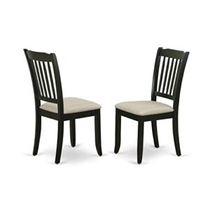 east west furniture dac-blk-c dining room chairs, 21 x 18 x 38