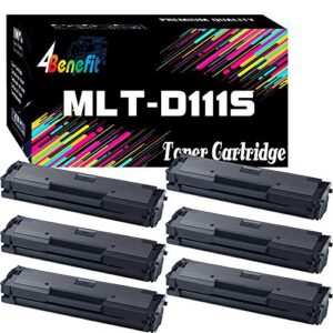 (6-pack，black) compatible 111s 111l mlt-d111l mlt-d111s toner cartridge mltd111s used for samsung xpress xpress sl-m2020 m2020w m2022 m2022w m2026 m2070fw m2070 printer, by 4benefit