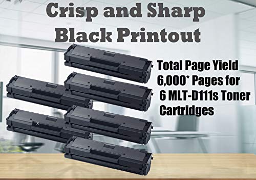 (6-Pack，Black) Compatible 111S 111L MLT-D111L MLT-D111S Toner Cartridge MLTD111S Used for Samsung Xpress Xpress SL-M2020 M2020W M2022 M2022W M2026 M2070FW M2070 Printer, by 4Benefit