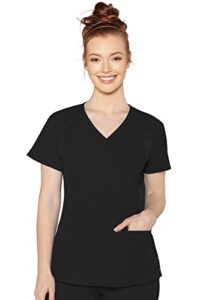 med couture women's 'peaches collection' rangal scrub top, black, large