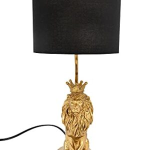 Creative Co-Op Lion Shaped Table Lamp with Black Shade