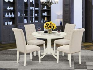 east west furniture hlbr5-lwh-02 dining room table set
