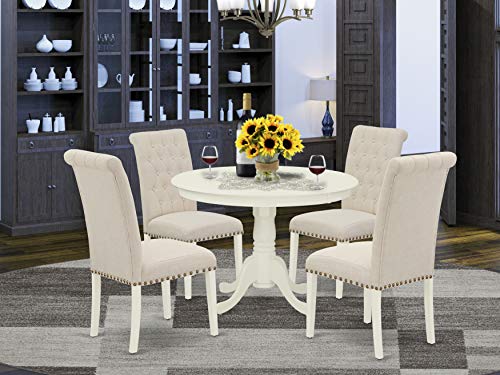 East West Furniture HLBR5-LWH-02 Dining Room Table Set