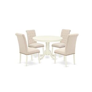 East West Furniture HLBR5-LWH-02 Dining Room Table Set