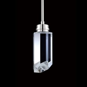 motini cylinder pendant light clear handmade crystal 8w led polished-nickel modern style lighting fixture (etl listed) hanging lights for kitchen island dining room hallway interior