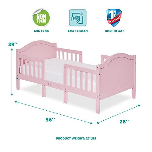 Dream On Me Portland 3 In 1 Convertible Toddler Bed in Pink, Greenguard Gold Certified, 56x29x28 Inch (Pack of 1)