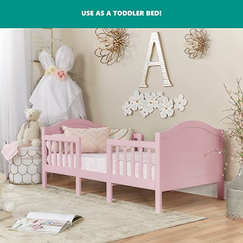 Dream On Me Portland 3 In 1 Convertible Toddler Bed in Pink, Greenguard Gold Certified, 56x29x28 Inch (Pack of 1)