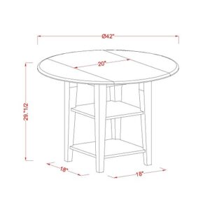 East West Furniture SUCE5-LWH-15 5Pc Set Includes a Round Dining Table with Drop Leaves and Four Parson Chairs with Baby Blue Fabric, Linen (White) Finish