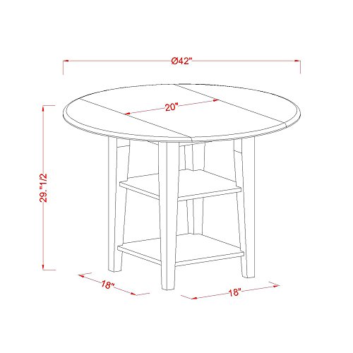 East West Furniture SUCE5-LWH-15 5Pc Set Includes a Round Dining Table with Drop Leaves and Four Parson Chairs with Baby Blue Fabric, Linen (White) Finish