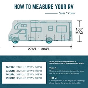 KING BIRD Upgraded Class C RV Cover, Extra-Thick 5 Layers Anti-UV Top Panel, Durable Camper Cover, Fits 29'- 32' Motorhome -Breathable, Watertight, Rip-Stop with 2Pcs Extra Straps & 4 Tire Covers