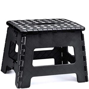 efaily folding step stool,11 inches wide with handle for kitchen, bedroom, bathroom ,kids or adults (black)