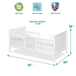 Dream On Me Hudson 3 In 1 Convertible Toddler Bed In White, Greenguard Gold Certified, JPMA Certified, Non Toxic Finishes, Made of Sustainable New Zealand Pinewood