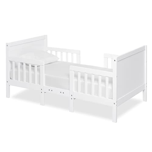 Dream On Me Hudson 3 In 1 Convertible Toddler Bed In White, Greenguard Gold Certified, JPMA Certified, Non Toxic Finishes, Made of Sustainable New Zealand Pinewood