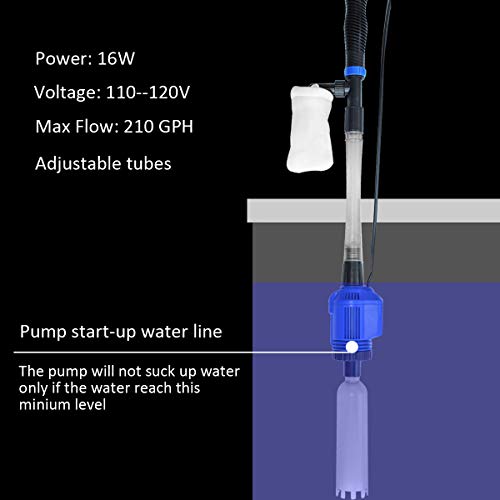 YADICO Auto Electric Aquarium Gravel Cleaner, 3 in 1 Automatic Sludge Extractor for Fish Plant Tanks