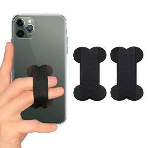 reinvent ego-finger strap phone holder - cell phone grip holds device with just a finger - ultra thin anti-slip universal cell phone grips band holder for back of phone - 2pack(black)
