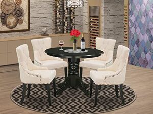 east west furniture shfr5-blk-02 dining table set, 5-piece
