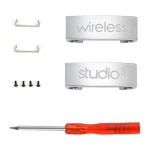 studio 3 replacement parts hinge repair kit accesories compatible with beats by dre studio 3.0 wireless headphones (silver)